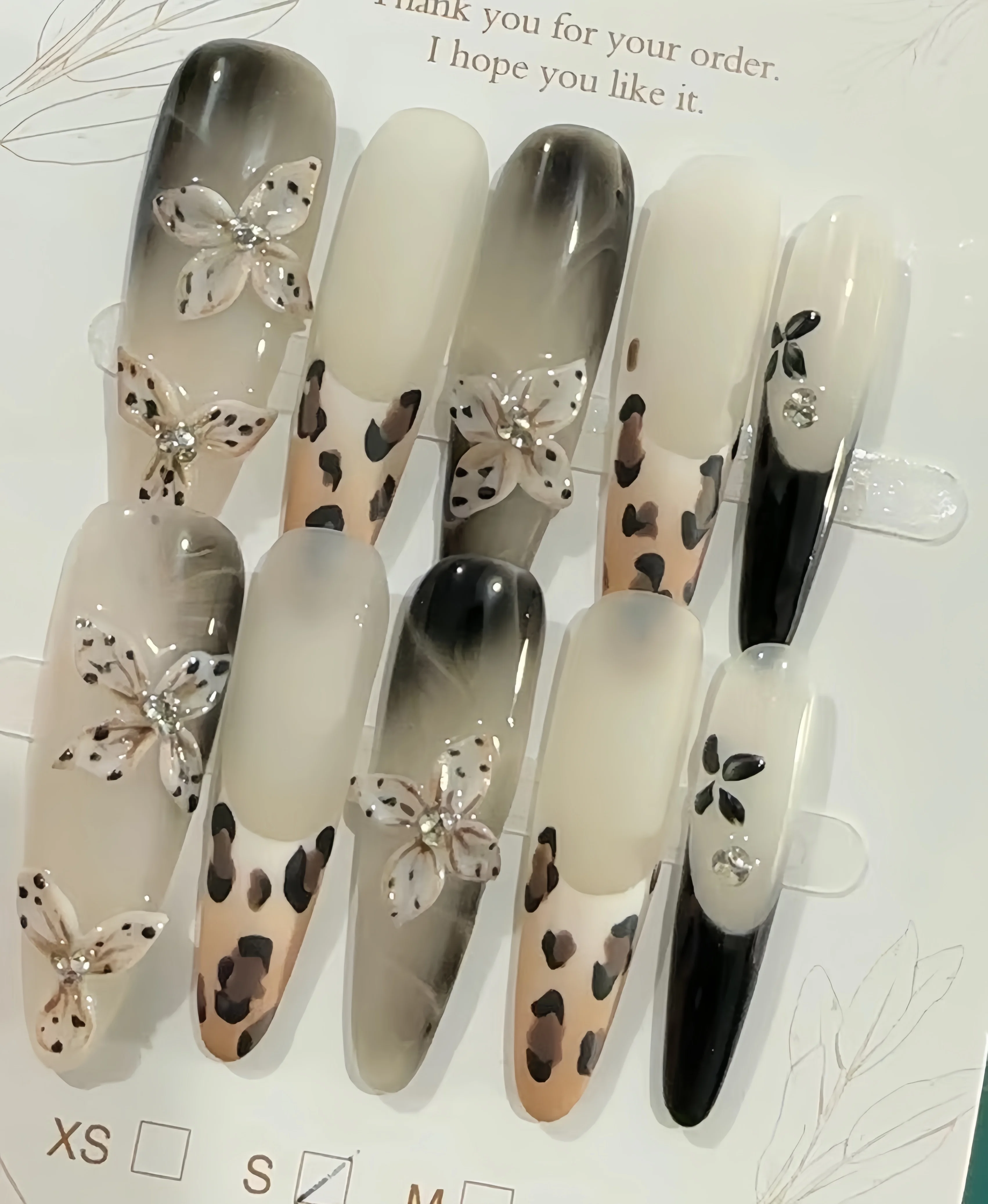 10 pezzi manicure fatta a mano unghie finte lunghe mandorle balletto 3D Shell unghie limitate stampa sulle unghie design con set di lime per unghie adesive