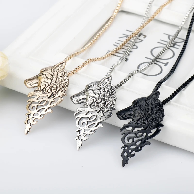 Cabeça de lobo pingente colar punk vintage feminino masculino metal animal jóias transporte da gota coisas legais corrente masculina festa jóias presente