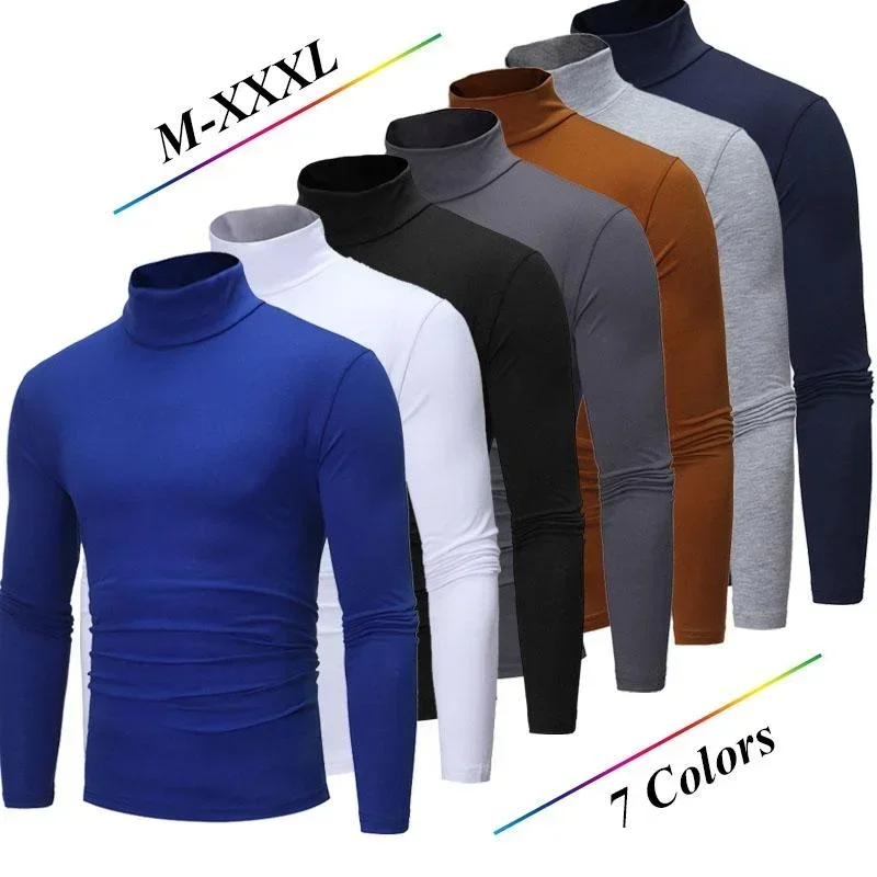 

Men's Casual Slim Fit Turtleneck Pullover T Shirt Autumn Warm Compression Tops Bottoming Shirt