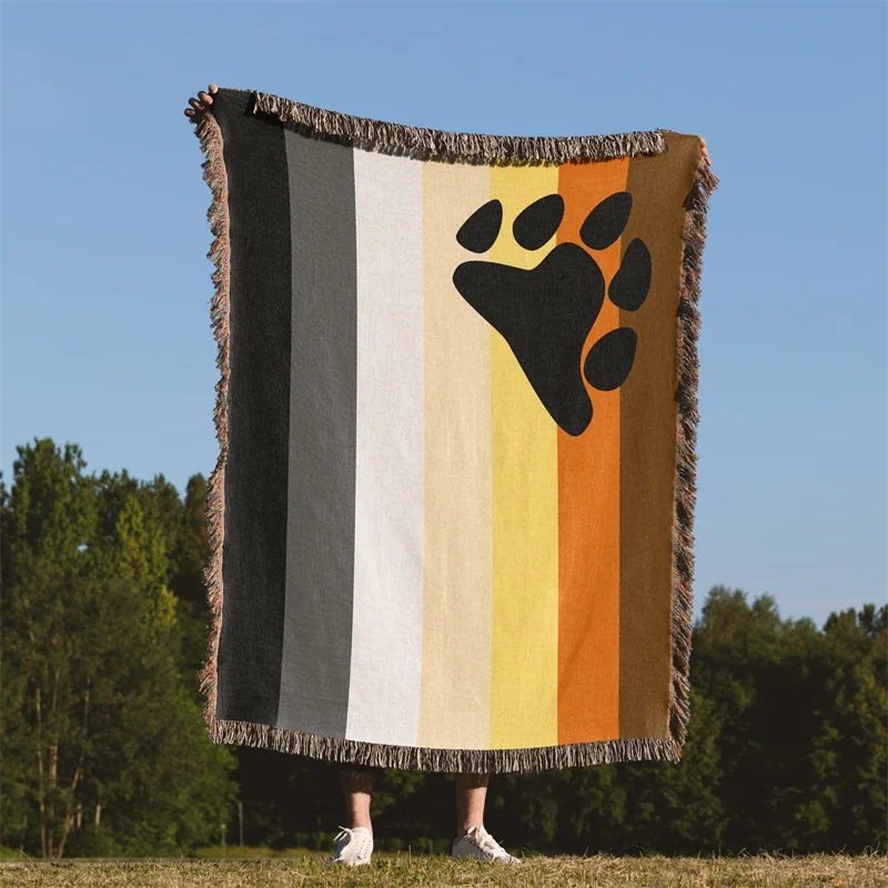 

Gaslight Gatekeep Girlboss International Bear Brotherhood Flag Pride LGBT Rainbow Jacquard Fringed Woven Throw Blanket