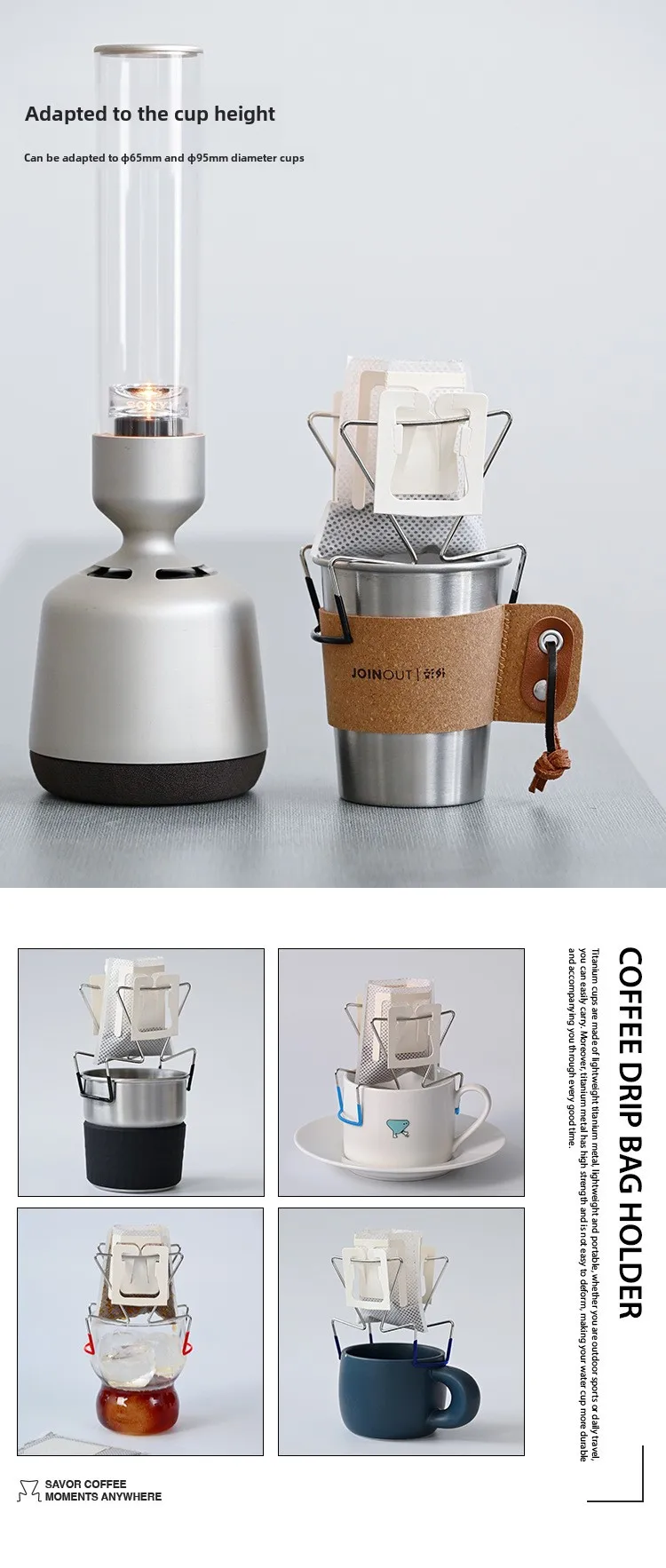 Kaffeefilterhalter für Drip Bags, Edelstahl-Kaffeefilterhalter, Japanischer Outdoor-Kaffeefilterhalter zum Aufhängen, Tragbarer Ständer – Detail 6