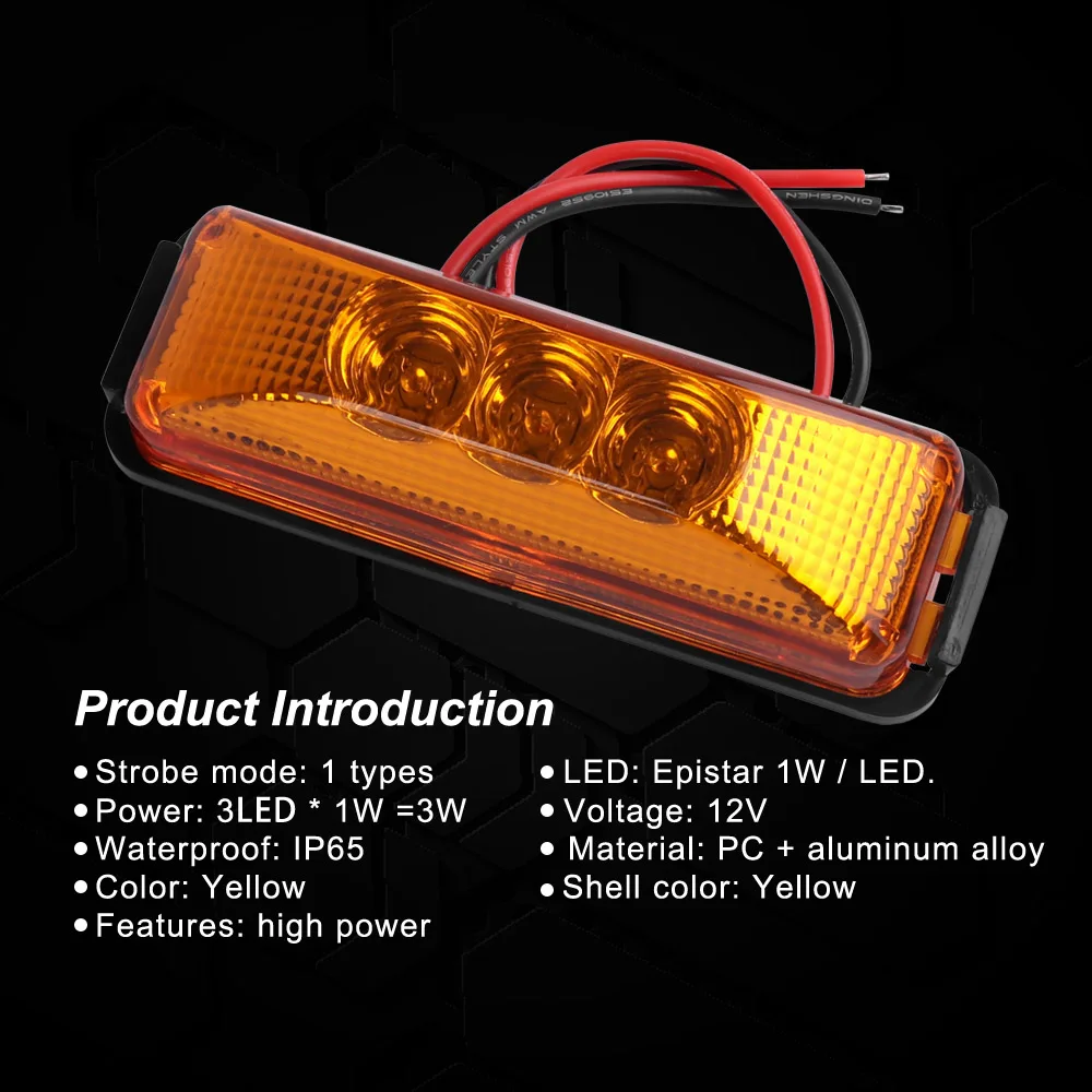 2 Chiếc 12V 3LED Bên Cột Mốc Đèn Xe Bên Ngoài Đèn Cảnh Báo Đuôi Đèn Tự Động Xe Kéo Xe Tải Xe Tải Đèn