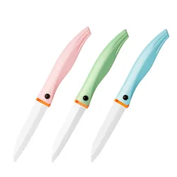 Versatile 3 Solid Colors Available Simple PP Handle Exquisite Ceramic Blade Kitchen Assistant Small Folding Paring Fruit Knives