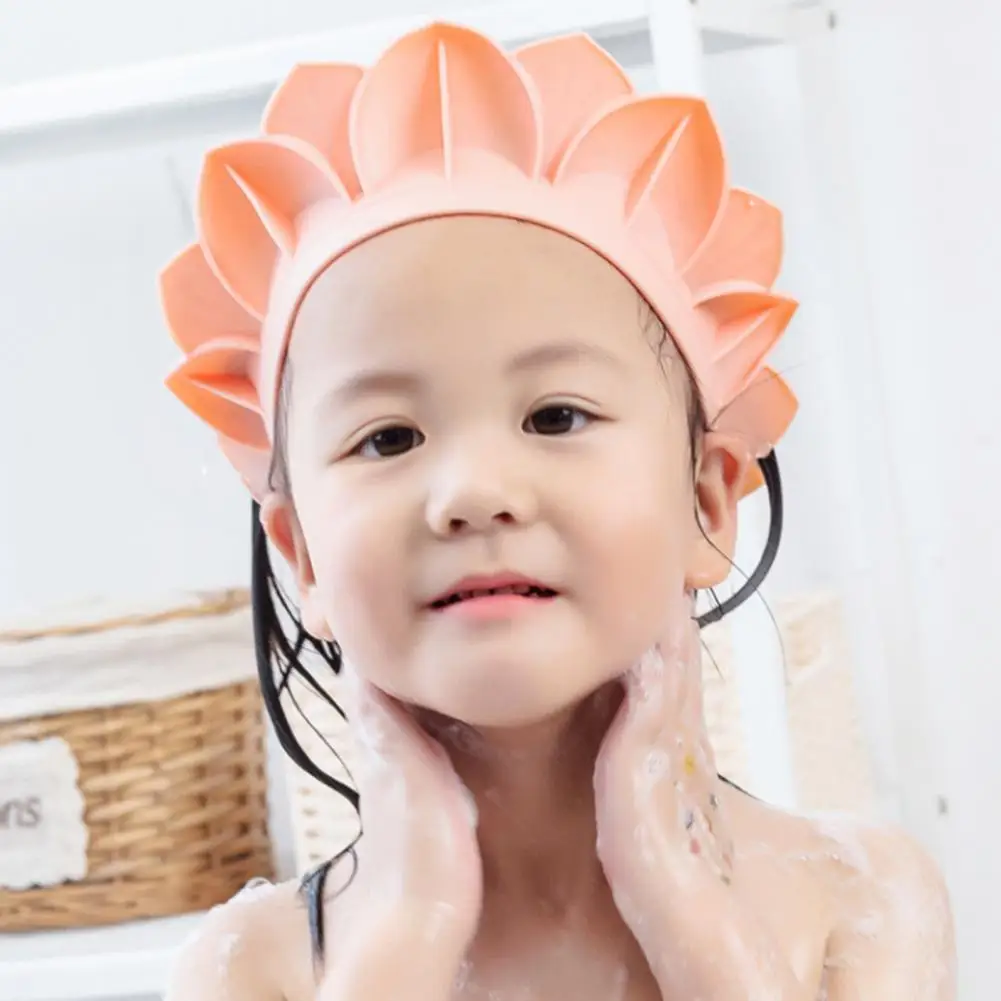 

Silicone Sunflower Baby Bath Hat Soft Protect Waterproof Adjustable Infant Shower Cap Cartoon Safe Wash Hair Shield for Girl Boy