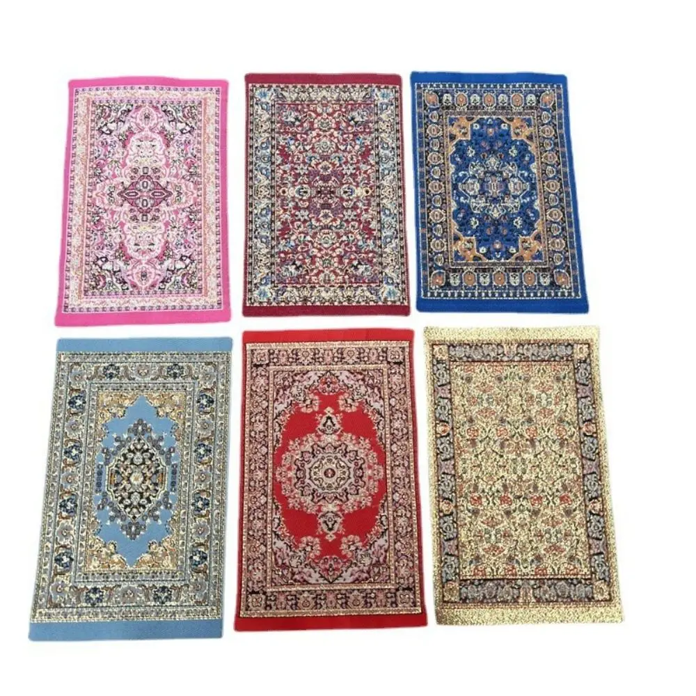 1:12 Scale Dollhouse Carpet Turkish Style Miniature Weaving Rug Floor Coverings Playing House Doll Accessories Scene Model