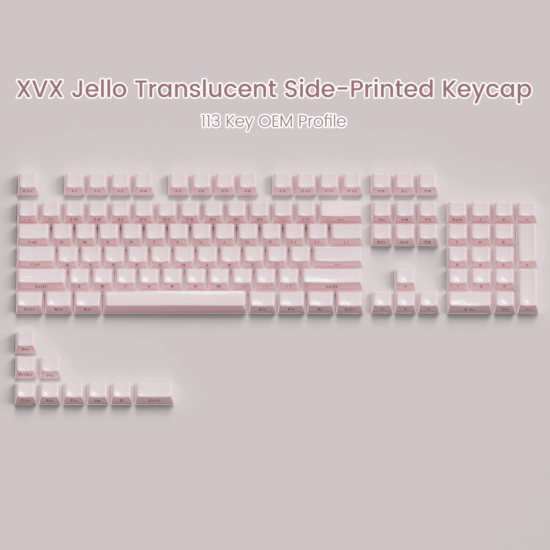 Imagem -02 - Teclado Xvx Crystal Jelly Series pc de Cores Lateral Carving 113 Key Array Material Abs Teclado Mecânico Keycaps Ergonômicos