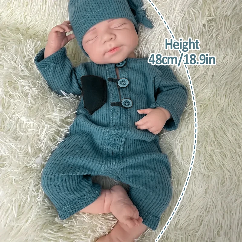 

18,9-дюймовый силиконовый реборн для маленьких девочек/мальчиков Loulou, гибкие моющиеся реалистичные детали для любителей кукол, подарки, детские игрушки