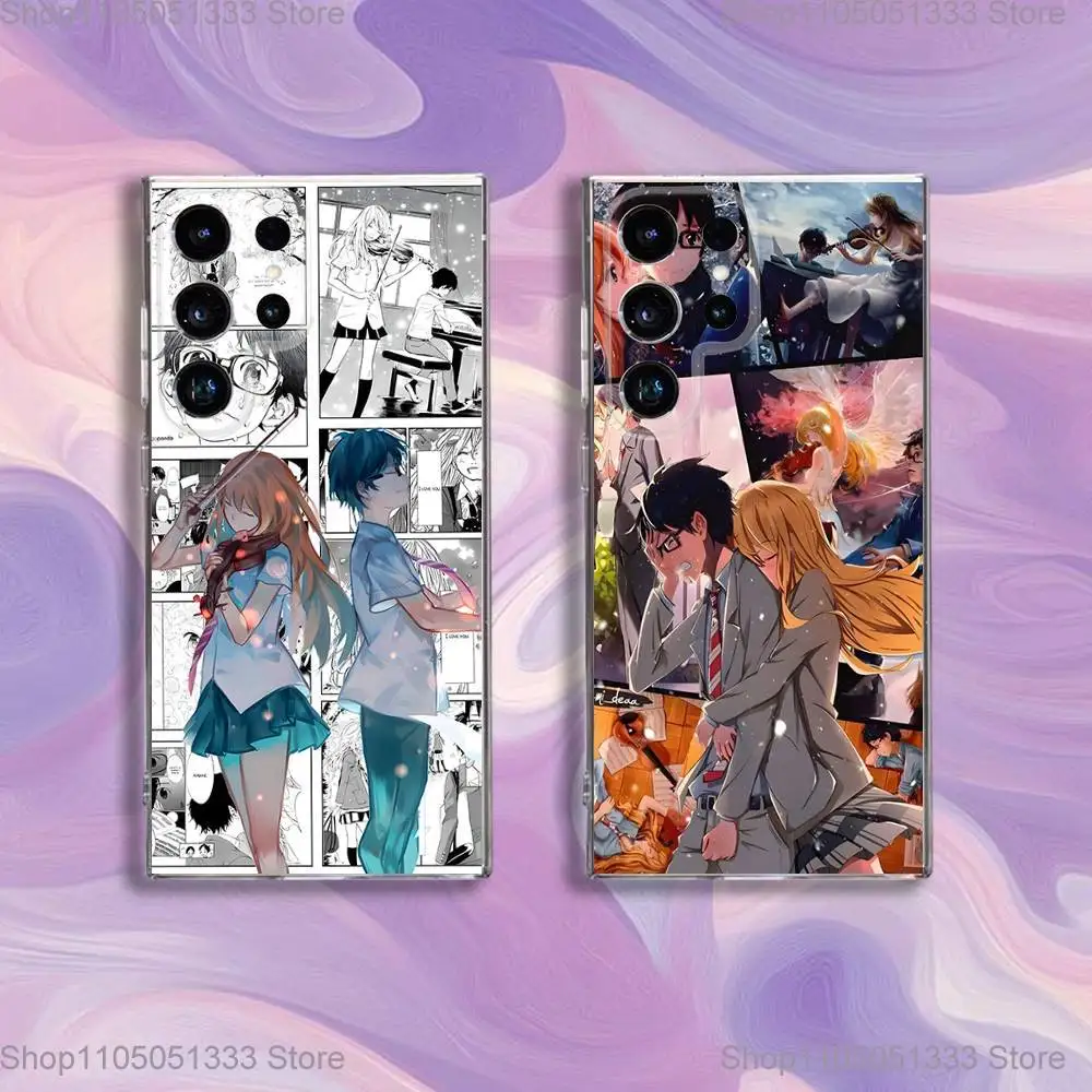 

Comic Your L-Lie in A-April Phone Case For Samsung S24,30,21,22,23,20 FE,lite,PIus,Ultra,5G,Note,9,10 Transparent Cover