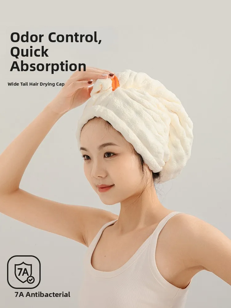 Thick Wide Tail Dry Hair Cap Fast Absorbing Women's Bath Cap Head Towel Hair Towel Shampoo Rubbing Towel Home Textile