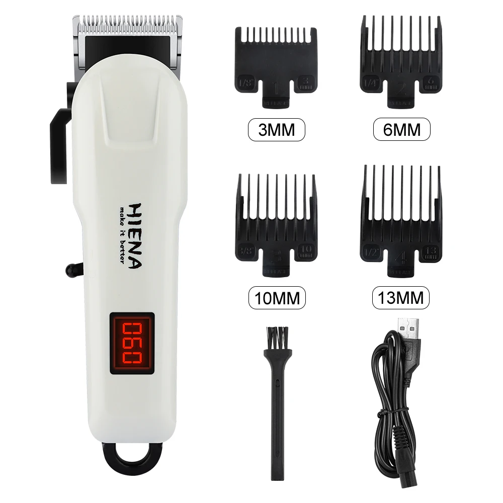 

Professional Hair Clippers Cordless Barber Shavers Rechargeable Hair Cutting Kit With 4Comb Guides USB Charging HYN-209