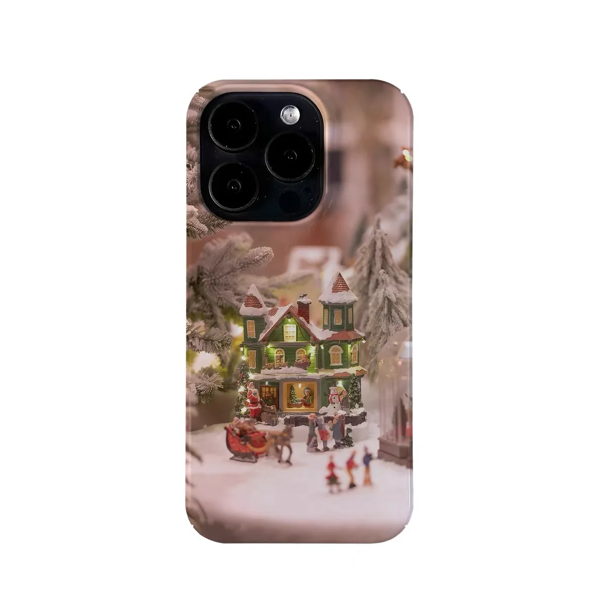 

Ins Korean Pink Christmas Cottage Phone Case for IPHONE 17Air 16E 15PROMAX 14Plus 13 12 MINI 11PRO 16Plus XR Acrylic Phone Cover
