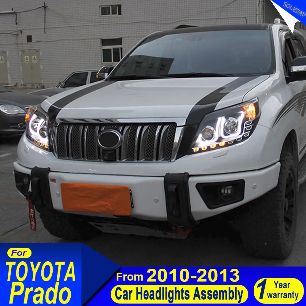 

Автомобильные фары для Toyota Prado 2010 2011 2012 2013, светодиодные автомобильные лампы, дневные ходовые огни, динамические указатели поворота, автомобильные аксессуары