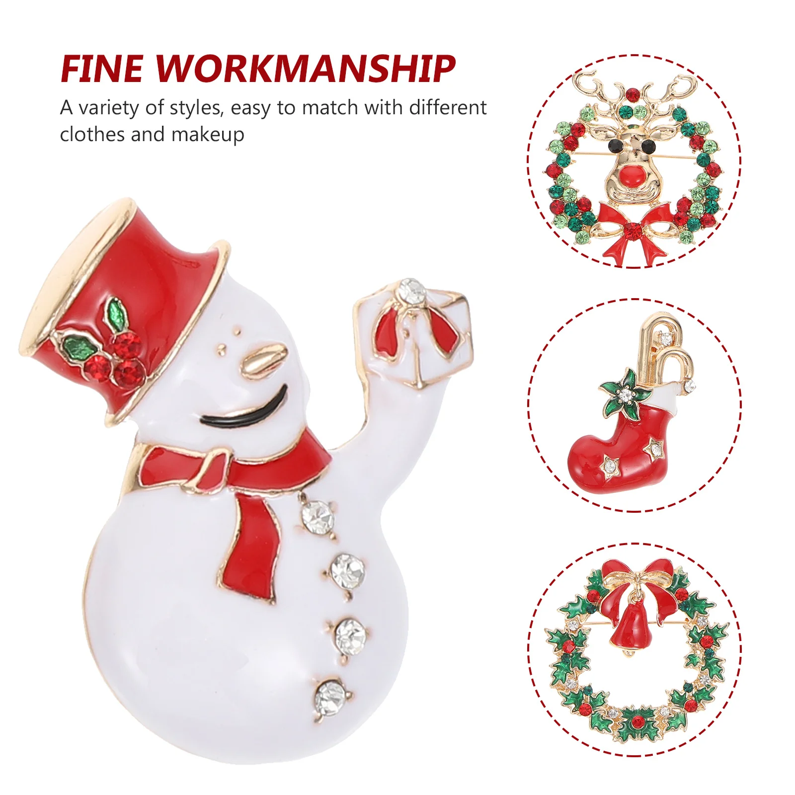 

5Pcs Christmas Brooches Alloy Cartoon Xmas Brooch Pins Holiday Clothing Brooch Festive Christmas Party Badges Decoration