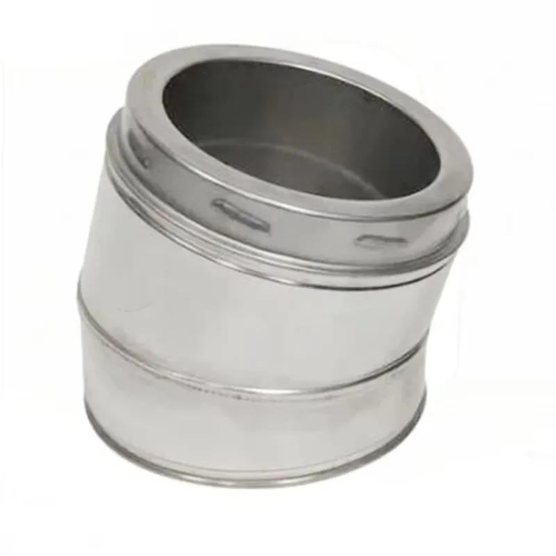 

piTwist Connection 6 Inch Twin Wall Insulated 15 Degree Bend for Stove/Fireplace/Burner Chimney Pipe