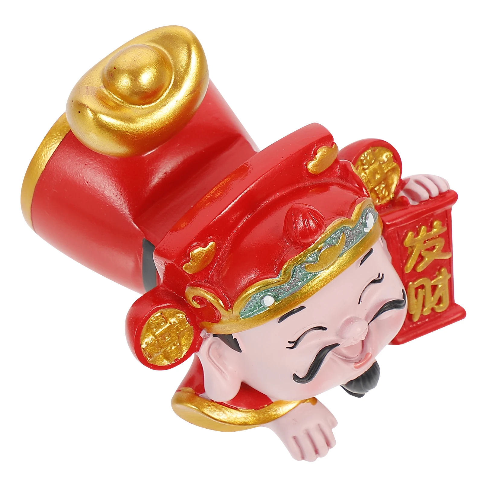 

Resin God of Fortune Statue Desk Phone Holder Chinese Style Sculpture Mobile Stand Cell Phone Support Home Office Decoration