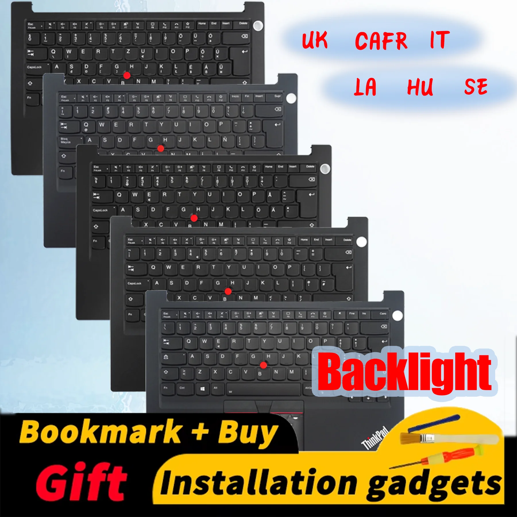 

Hungarian Latin Spanish Swedish UK Italian Canadian French for Lenovo ThinkPad E14 Gen2 C-Cover Laptop Keyboard with Backlight