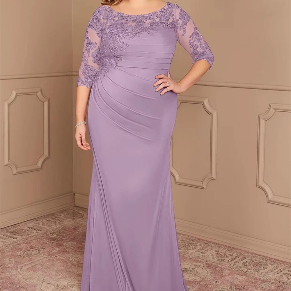 Customized Long Satin Mother of the Bride Dresses Plus Size Mermaid Pleated Floor Length Godmother Wedding Party Dresses