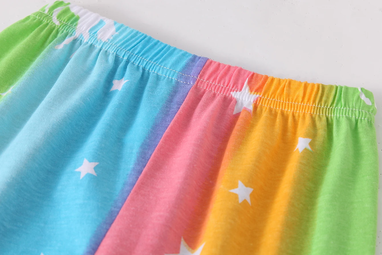 Kinderkleidung Frühling und Herbst Langarm Lange Hosen Unterwäsche-Set Pyjama-Set Mädchen Buntes Einhorn Hauskleidung-Set – Detail 12