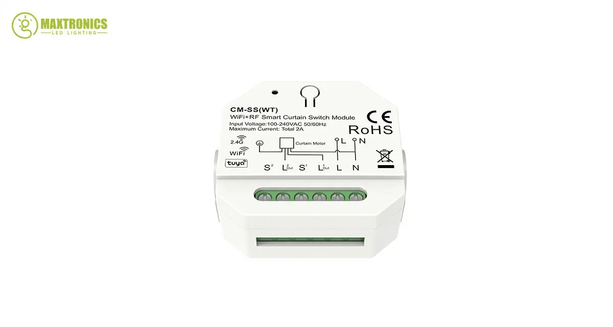 100-240VAC 1CH*2A WiFi+RF Smart Curtain Switch Module CM-SS(WT) For Tuya/Smart Life APP Cloud Control Voice Push Switch Control