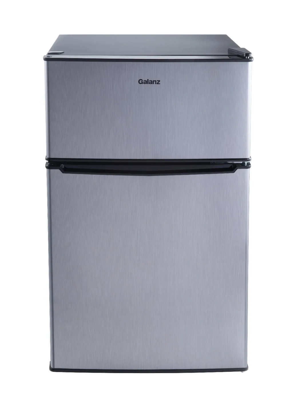 Galanz-Mini geladeira com duas portas com freezer, inoxidável Estar, 3.1 Cu ft, Novo