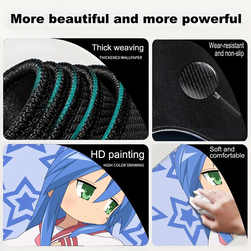 Lucky Star Anime pad electronic sports kawaii accessories HD Print Computer Lock edges Large game accessories Rubber Mouse Pad