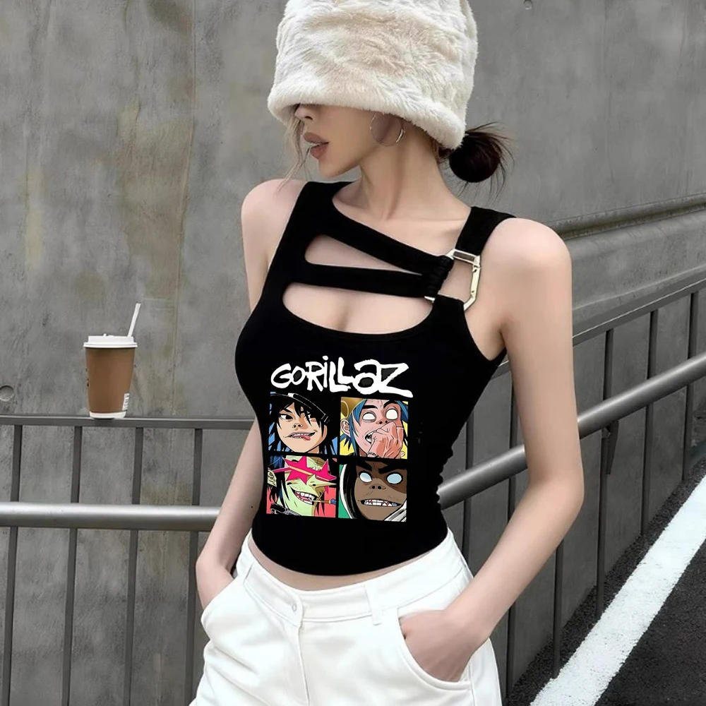 Gorillaz cropped top shoujo cutecore cheap summer harajuku top tees cute y2k graphic meme manga