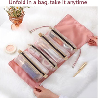 Detachable Cosmetic Bag Portable Large Capacity 4 in 1 Portable Folding Travel Cosmetics Storage Toiletry Bag Organizer