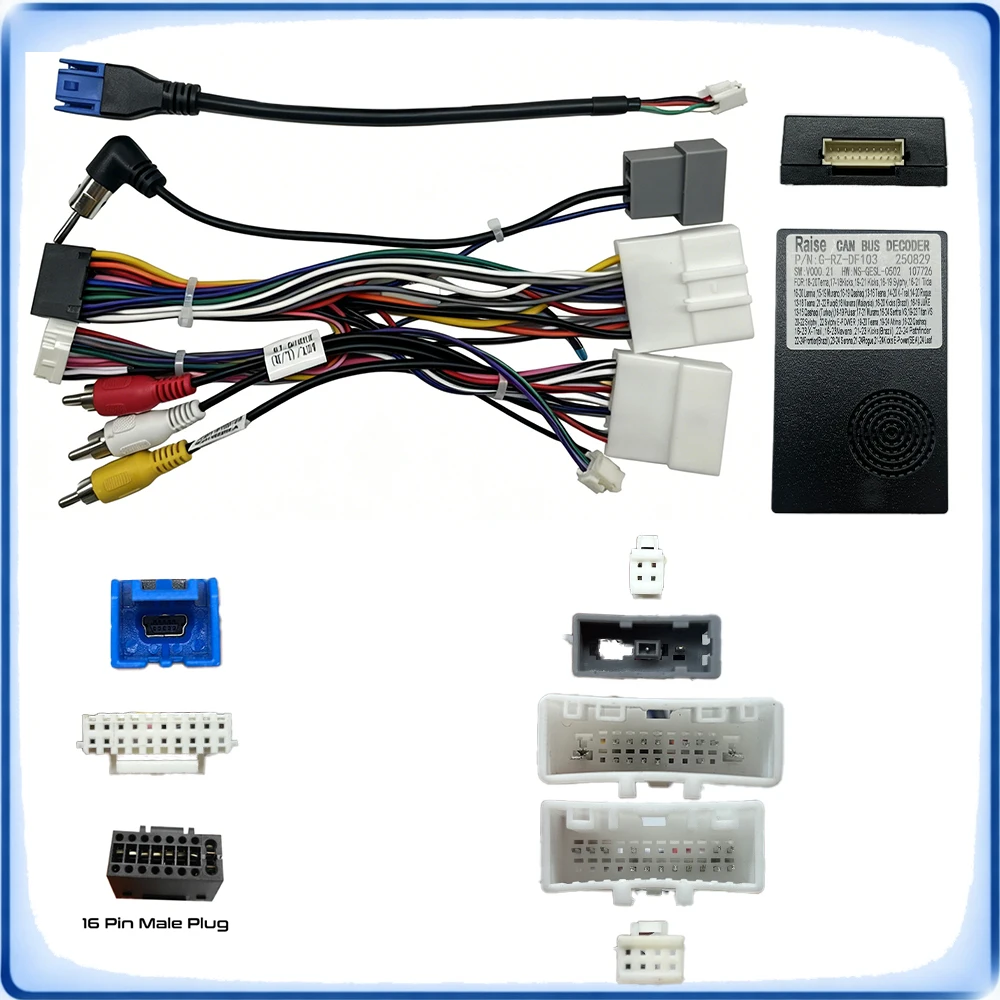 Car Radio Wiring Harness with CANBUS Decoder for Nissan Navara 2016 High Model Stereo Audio Cable Plug and Play Head UnitAdapter