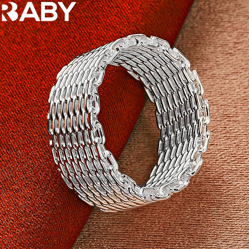 

URBABY 925 Sterling Silver Rings Weaving Mesh Ring For Women Man Wedding Engagement Band Fashion Party Gifts Jewelry Wholesale