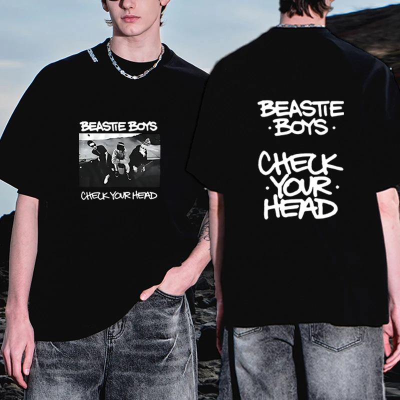 

Hip Hop Groups Beastie Boys Check Your Head Album Double Sided printed short sleeve T-shirts Unisex vintage Summer Cotton Tops