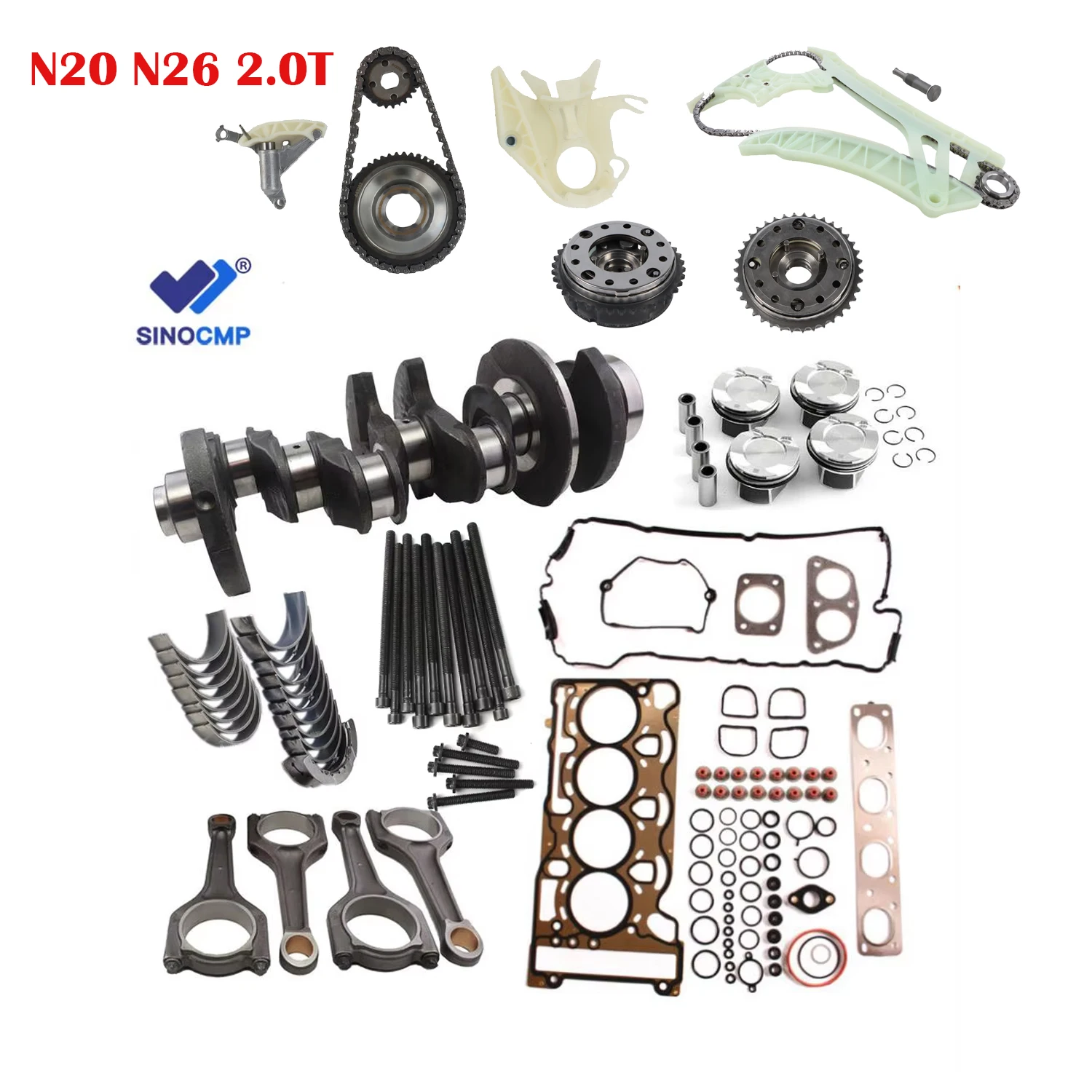 

N20 N26 2.0T Engine Overhaul Rebuild Kit CR 10:1 Crankshaft Camshaft Conrods Piston Gasket Timing Kit For BMW X3 X4 228i 428i