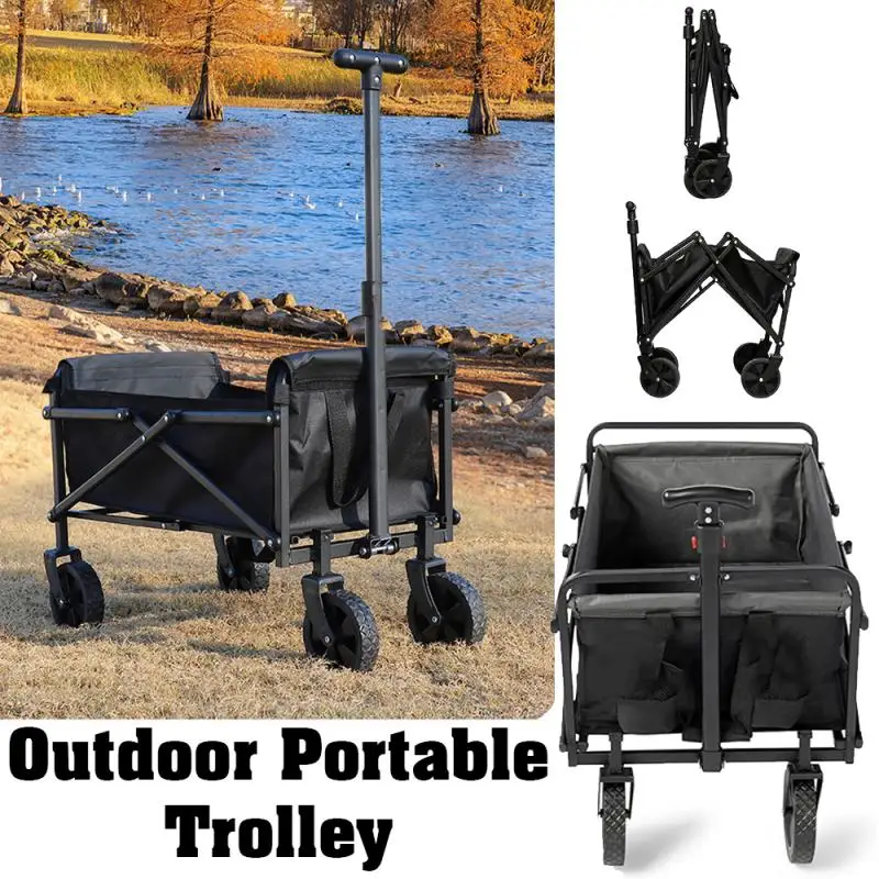 

Folding Cart Outdoor Camping Wagon Foldable Shopping cart Portable Wheeled Wagon Pull Hand Cart Home & Garden Picnic Trolley