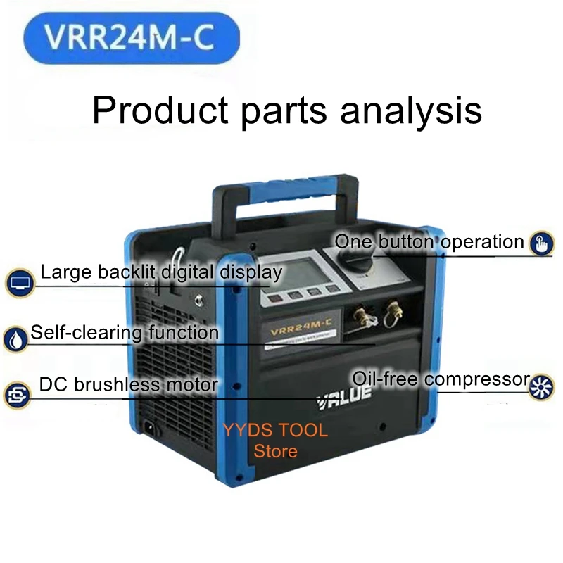 Refrigerant recovery machine VRR24M-C intelligent digital display oil-free fluorine collector automotive air conditioning unit