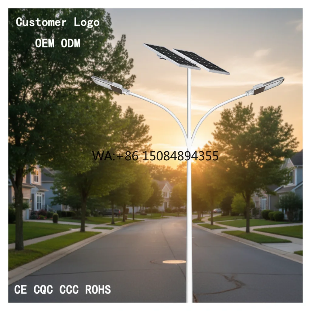 Outdoor Solar LED Street Light IP65 Waterproof 60W/100W Monocrystalline Silicon Solar Panel Die-casting Aluminum 3000K Light