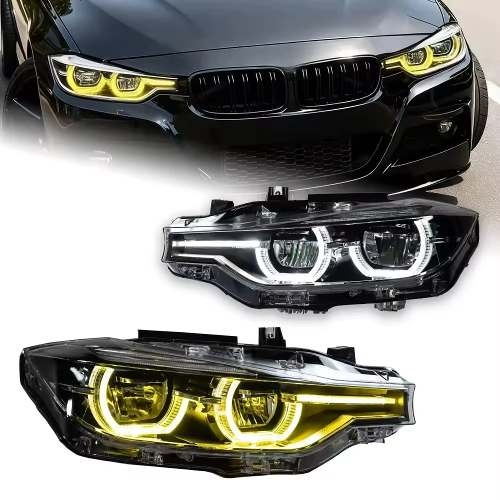 LED Headlight Assembly 3 Series F30 2013-2018 Dual-Color Angel Eyes DRL Turn Signal Light Car Headlamp