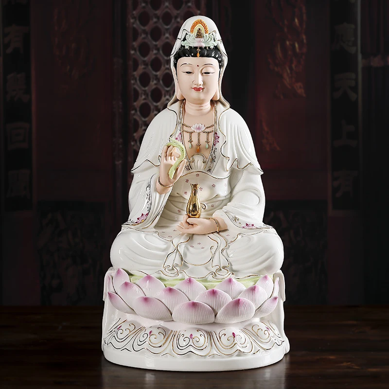 30CM 5A high grade Porcelain GUAN YIN PU SA BUDDHA home Altar shop Worship efficacious Talisman family Goddess Mascot statue