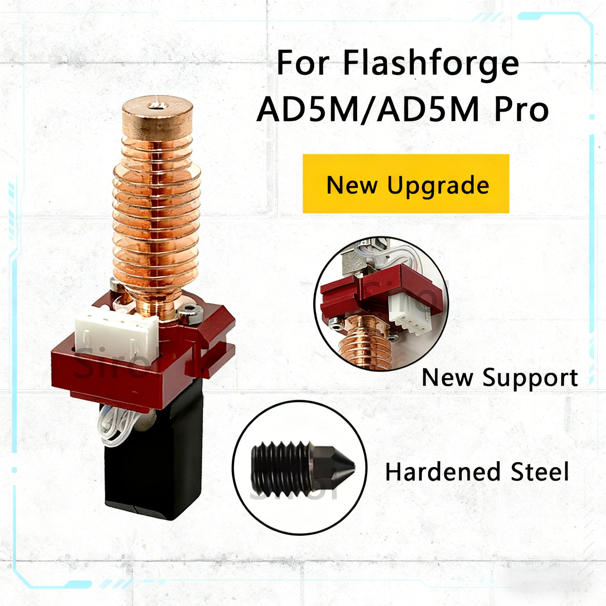 

Latest Upgraded Hotend Kit for Flashforge Adventurer 5M/5M Pro Hotend AD5M Nozzle Kit Ceramic Heating Block & Hard Steel Nozzle