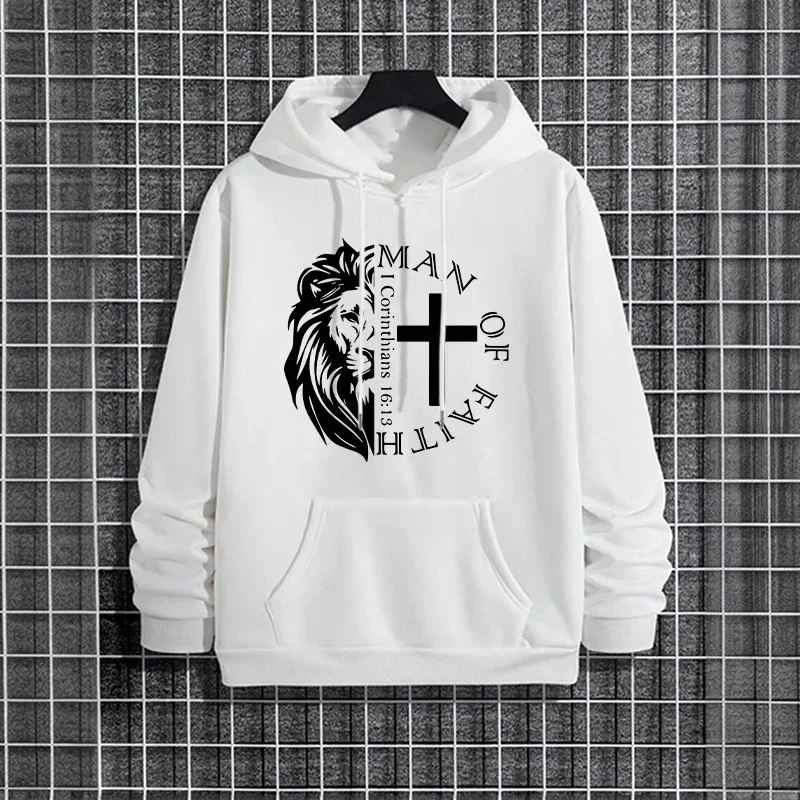 Man of Faith Hoodies Streetwear Fashion Hip Hop Kapuzenpullover Männlich Trendy Casual Hoody 2025, Urban Chic Herbst Winter Pullover