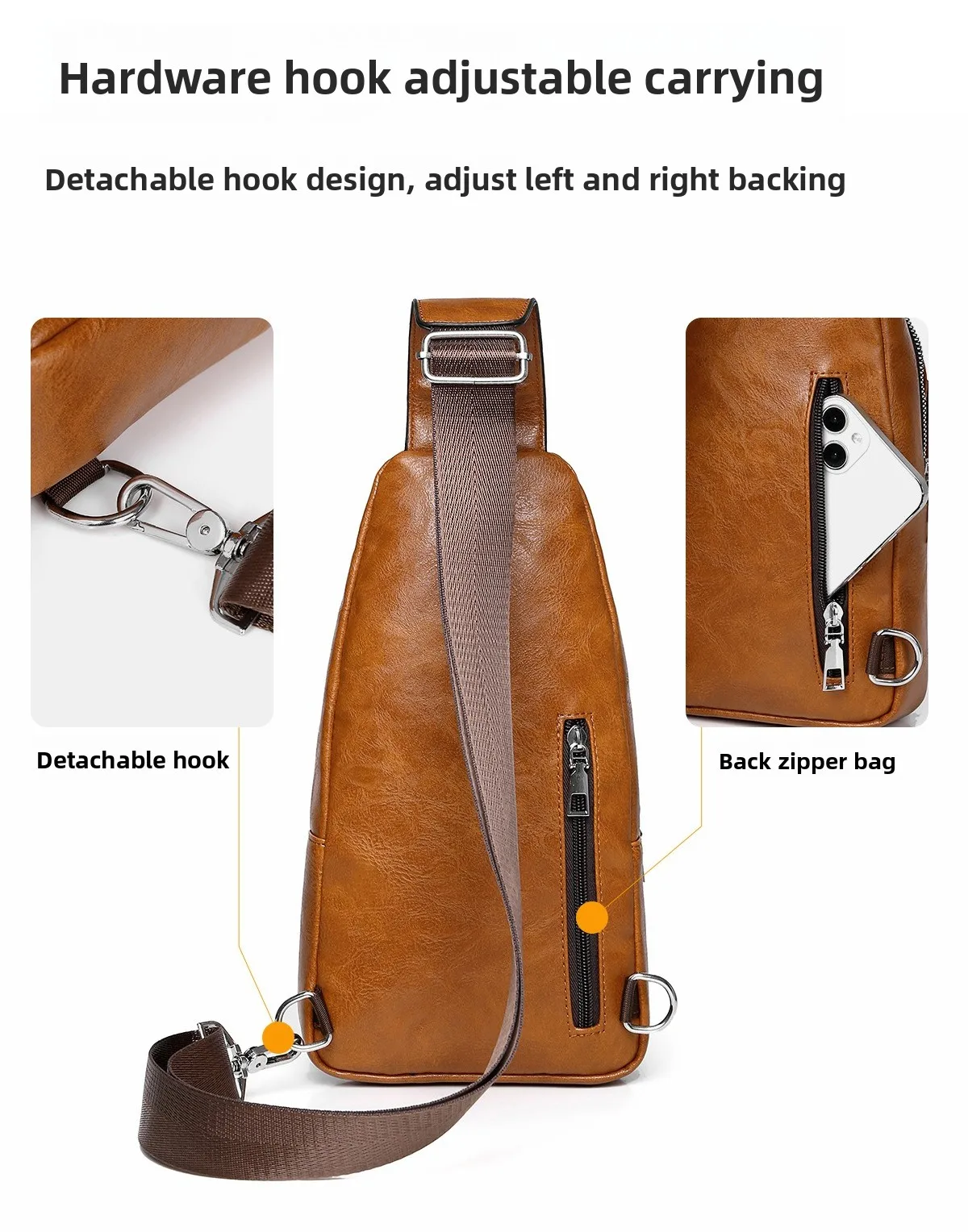 New Men's Crossbody Bag, Trendy and Versatile, Large-capacity, High-end, Simple and Fashionable, Water-resistant Chest Bag