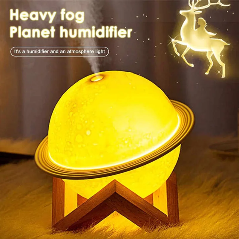 3D Moon Air Humidifier 200Ml Electric Aroma Diffuser Ultrasonic Mini Air Humidifier Usb Fogger Mist Maker With Led Light