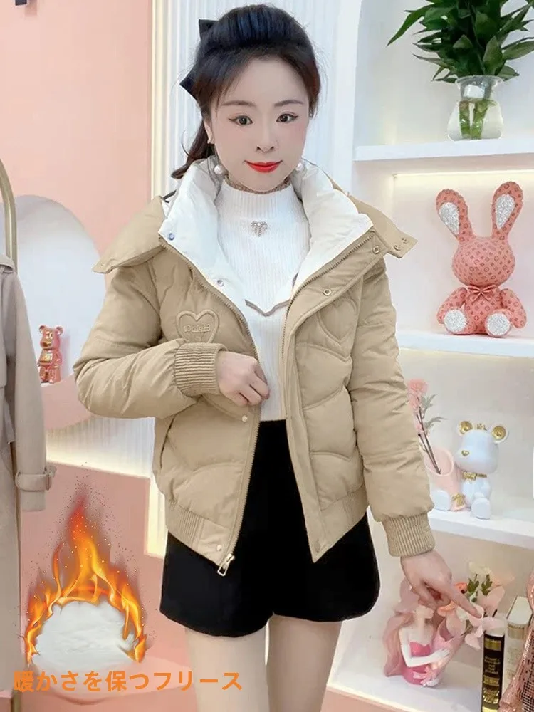Fashionable Slimming Short Coat Women's Winter New Arrival Fleece Lined Thickened Warm Jacket Korean Style Commute