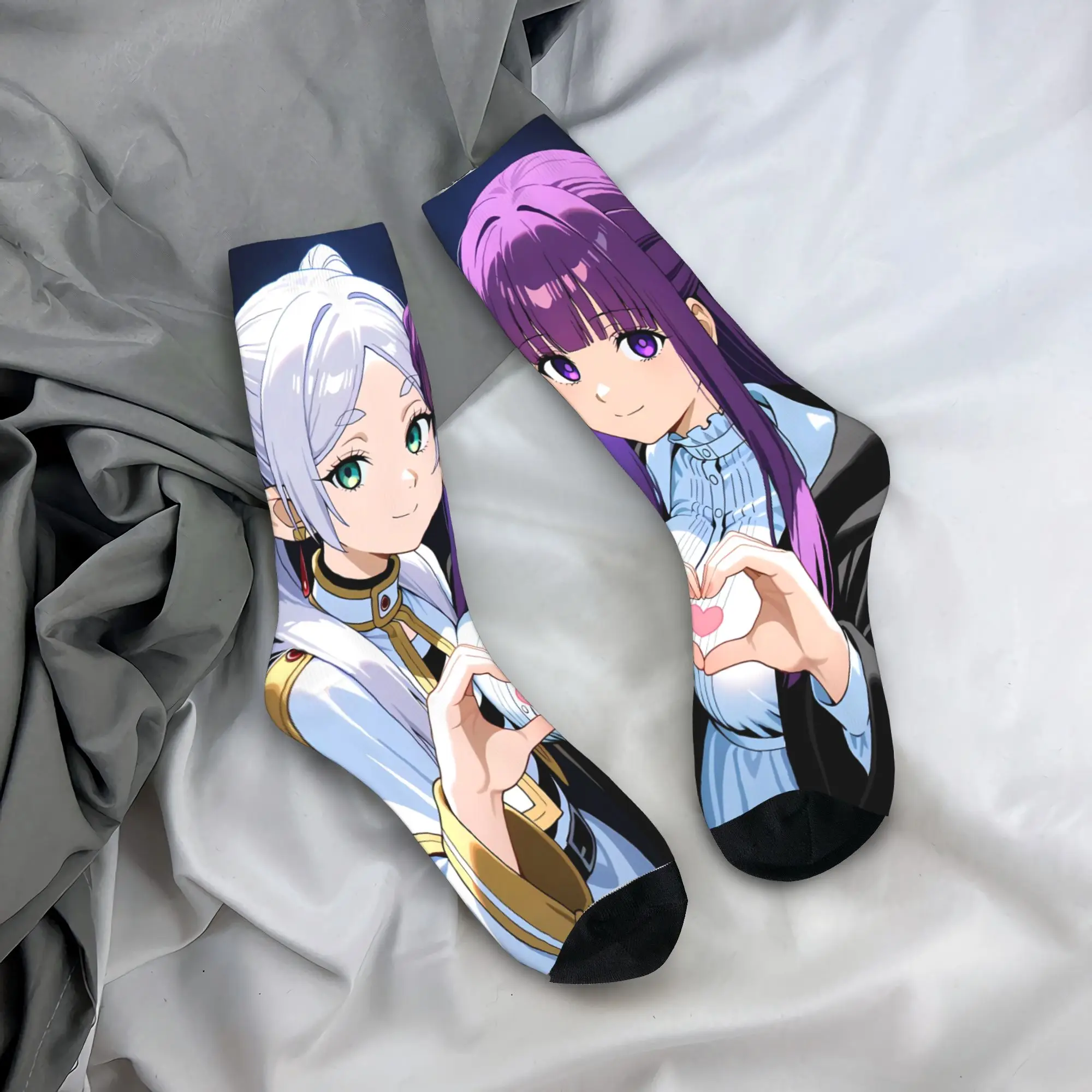 

Cute Cartoon Frieren Beyond Journeys End Socks Non Slip Stockings Men High Quality Outdoor Sports Socks Autumn Custom Socks
