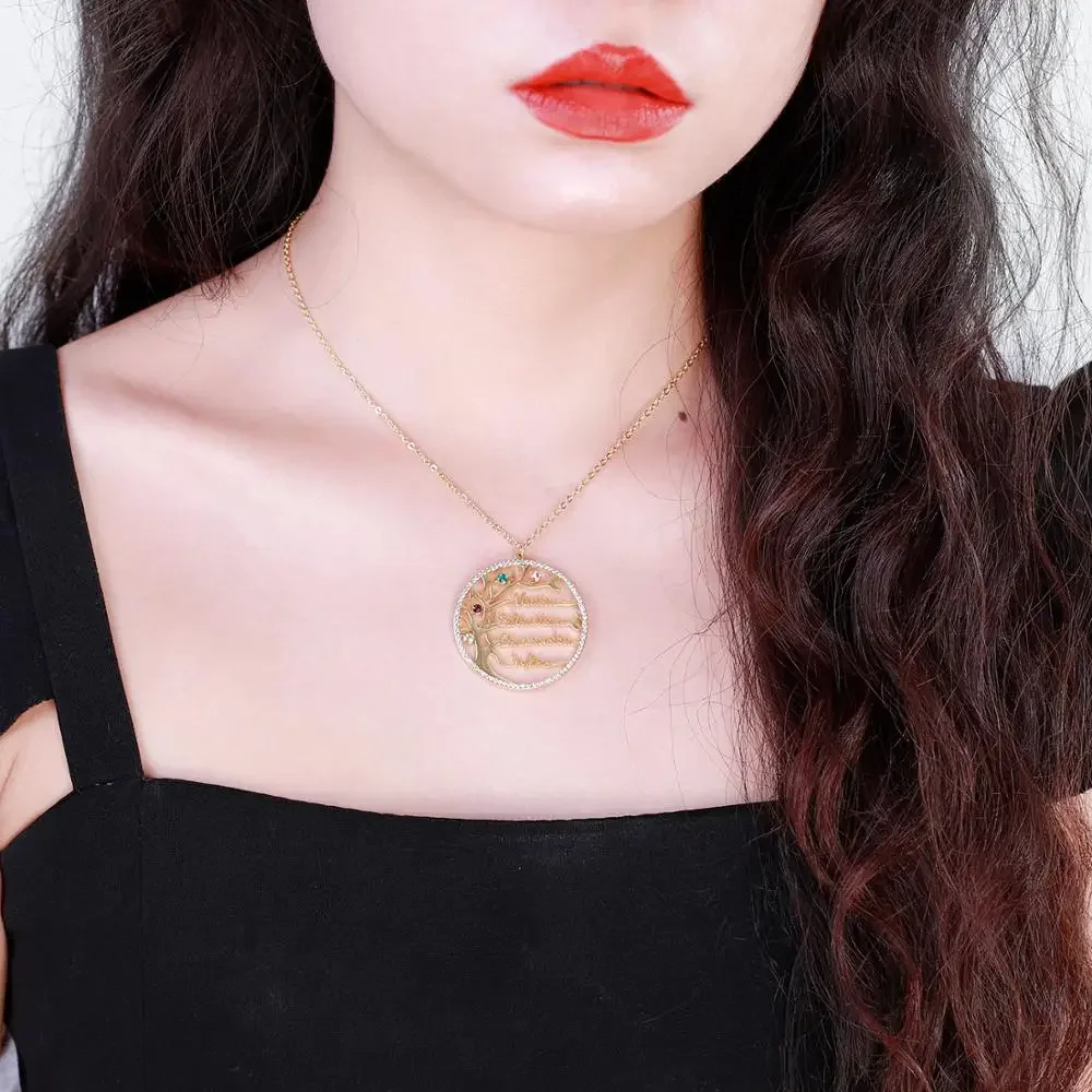 

Personalized Tree Of Life Custom Name Necklace Stainless Steel Golden Family Tree Women Letter Necklace Christmas Gift Christma