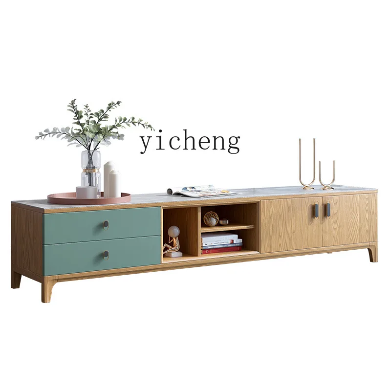 

Solid Wood TV Cabinet Coffee Table Combination Modern Minimalist Ash Locker Floor Cabinet