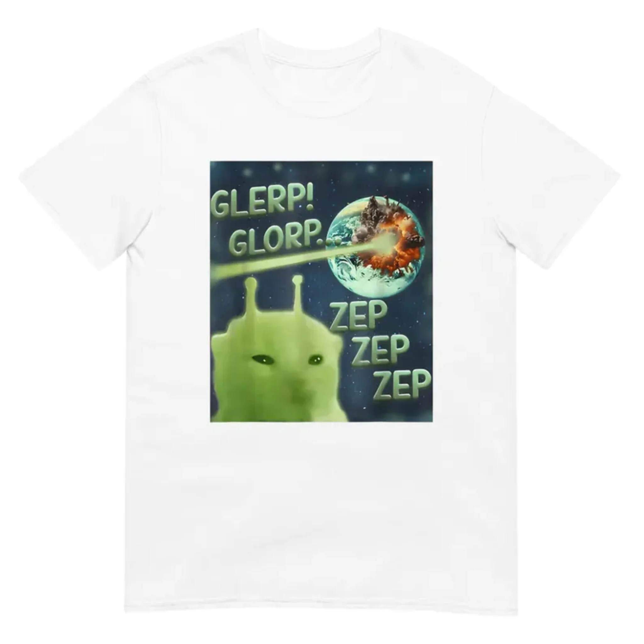Viral Alien Space Cat Graphic T Shirt Men Funny Sci Fi Meme Print Trendy Street Short Sleeve Tops