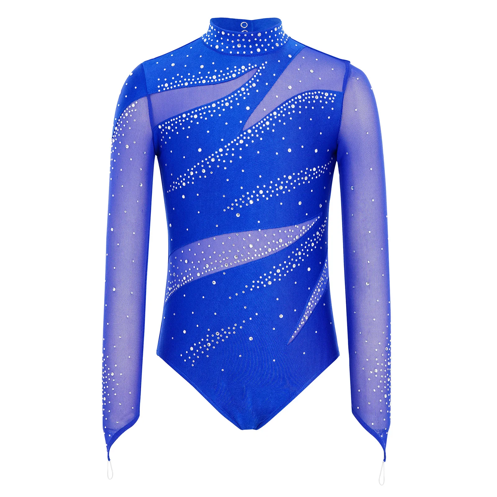 Mädchen Rhythmische Gymnastikanzüge Trikot Eiskunstlauf Ballett Jersey Glänzender Strass-Bodysuit Wettkampfkostüm