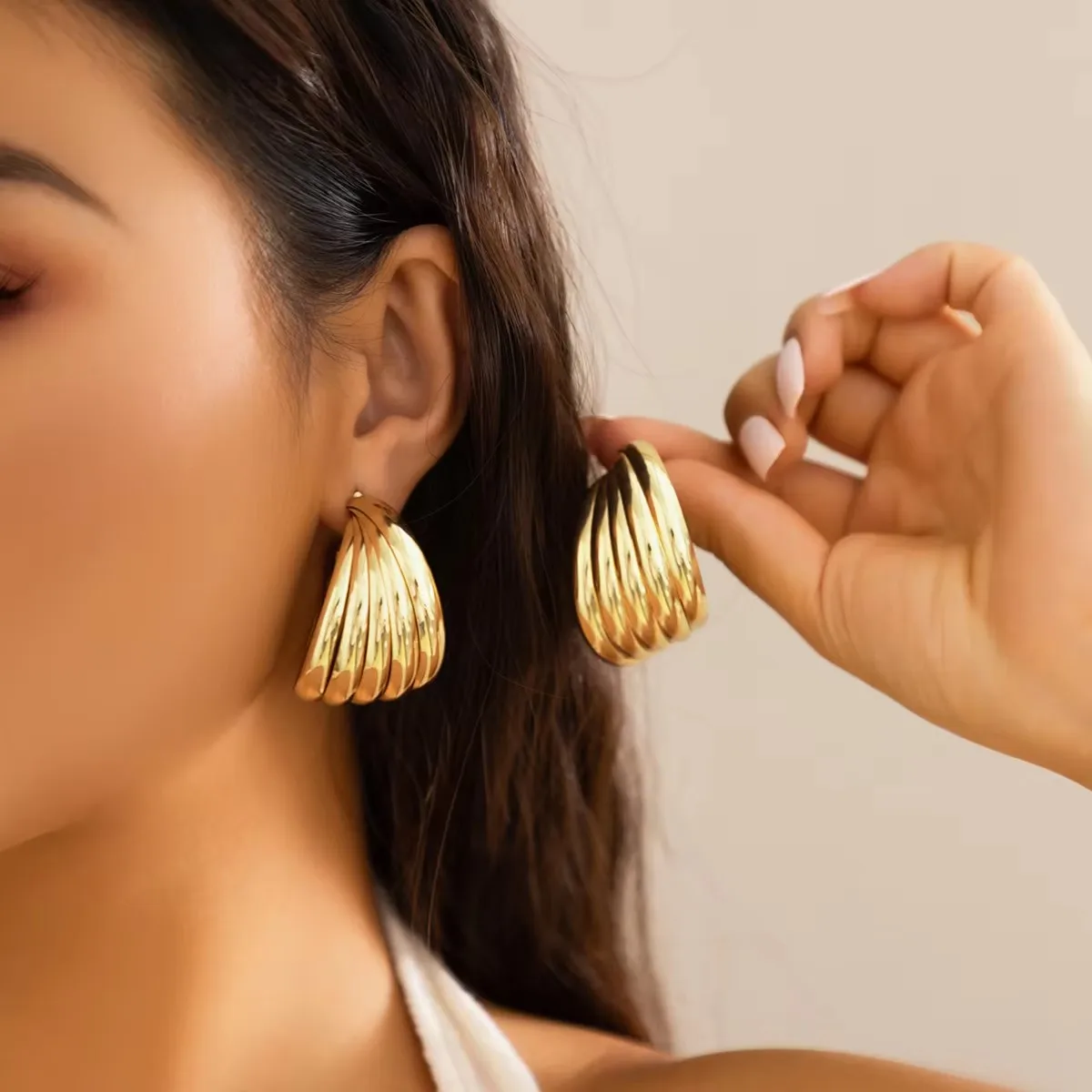 Big Open Wide Round Stud Earrings for Women Elegant Large Ladies Statement African Earring 2023 Fashion Jewelry Accessories Gift