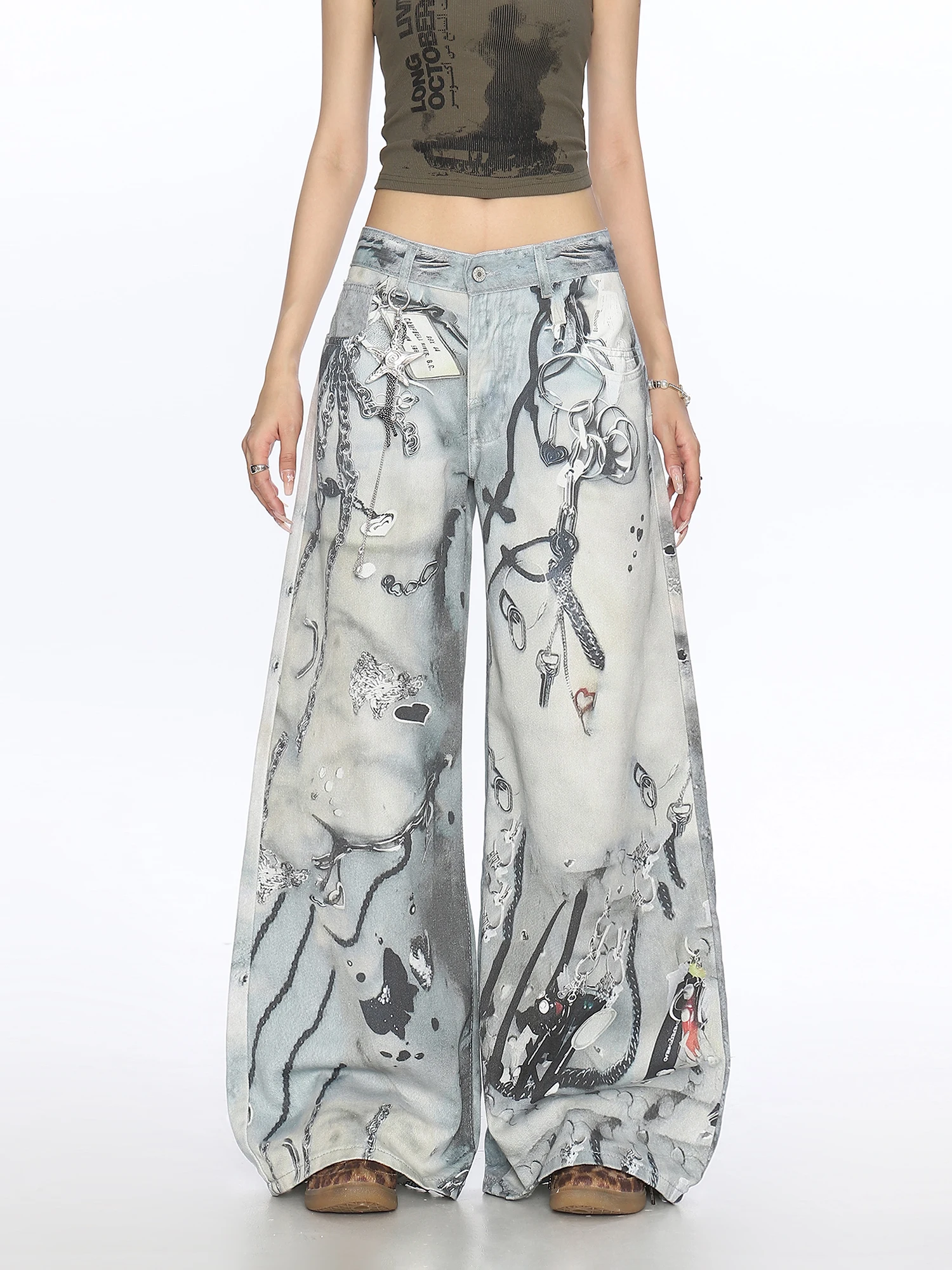 

Американские ретро-джинсы с широкими штанинами, женские, новые, уличные, прямые, повседневные брюки, свободный крой, летние джинсы