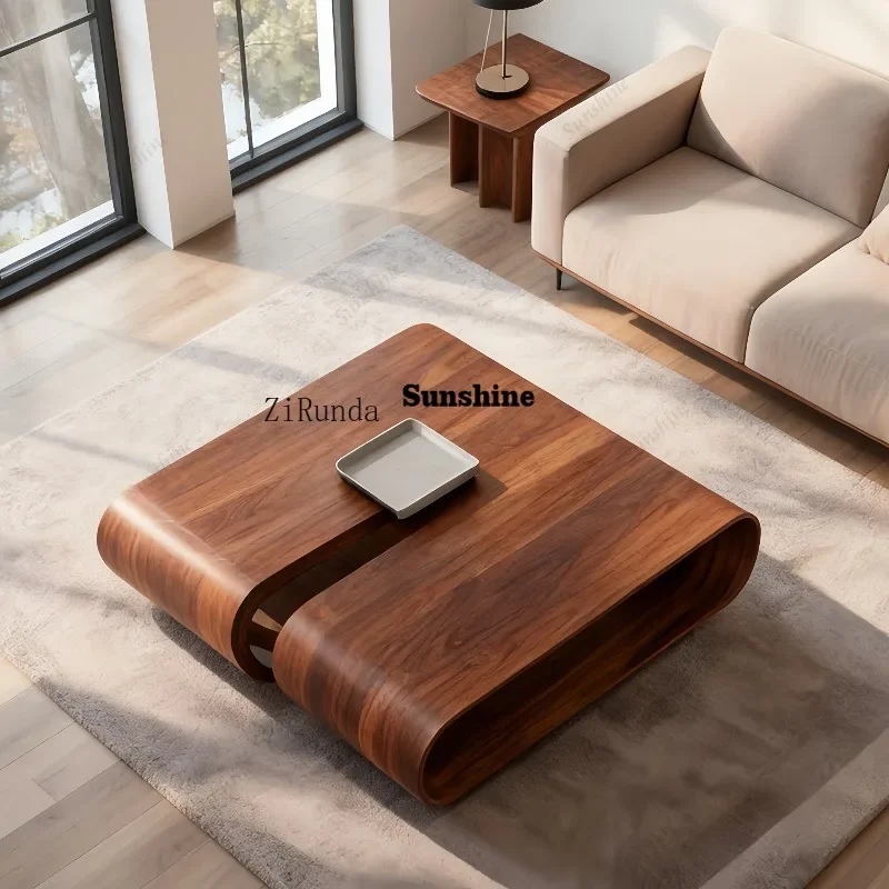 

Modern simple solid wood coffee table oval black walnut small tea table living room small apartment light luxury furniture FT