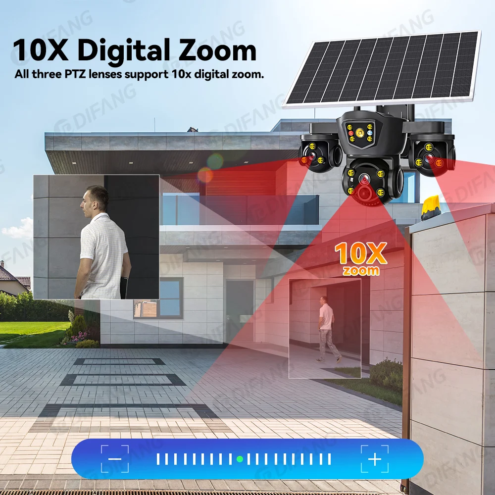 V380 Pro New 20MP WIFI Solar Camera 10X Zoom 3 Lens 3 Screens Outdoor Wireless Security Cameras Auto Tracking Night Vision CCTV view 3